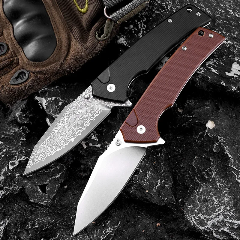 Outdoor Folding Knife D2 Steel Stonewashing Blade Folding Blade G10 Handle Camping Survival Pocket Knife Edc Cus - view 2