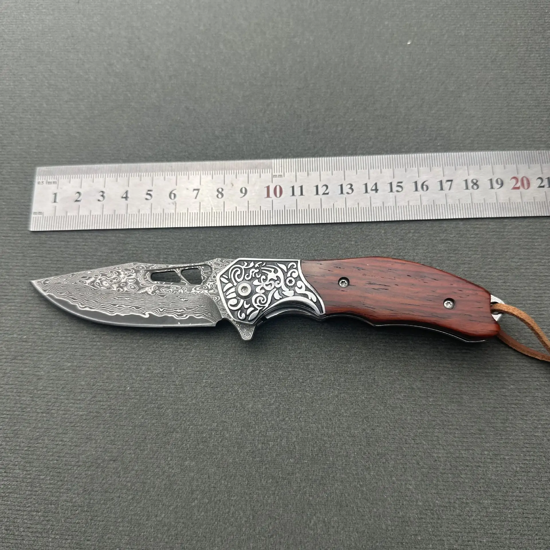High Handmade Craft Damascus Folding Knife Wood Handle Outdoor Camping Fishing Hunting Tactical Pocket Knife - view 4