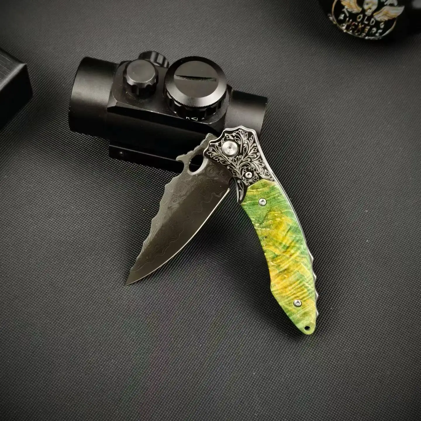 VG10 Damascus Steel Folding Knife Stabilized Wood Handle EDC Pocket Knife Collectible Outdoor Tool - view 6