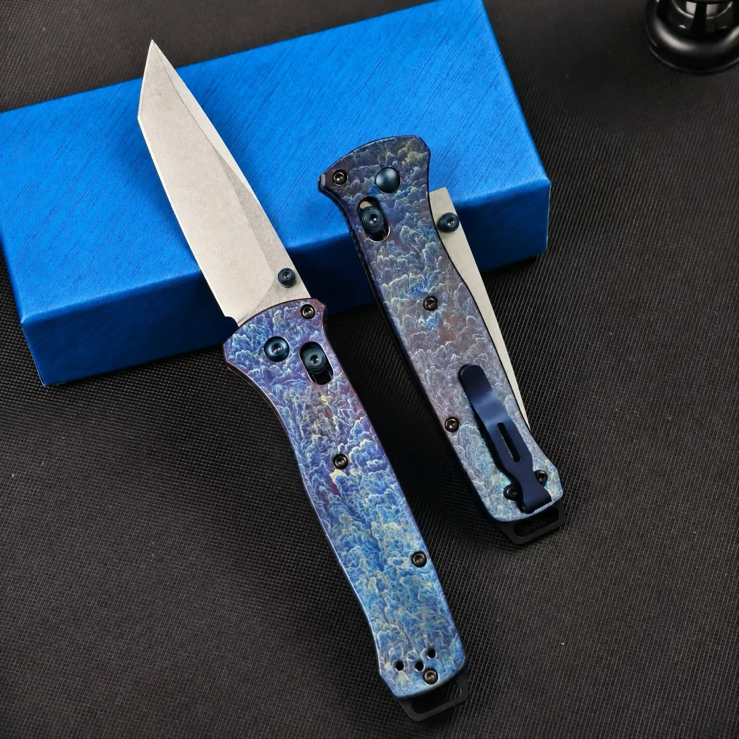 M390 Steel Titanium Handle Folding Knife Lightning Pattern EDC Lightweight Pocket Knife Outdoor Camping - view 3