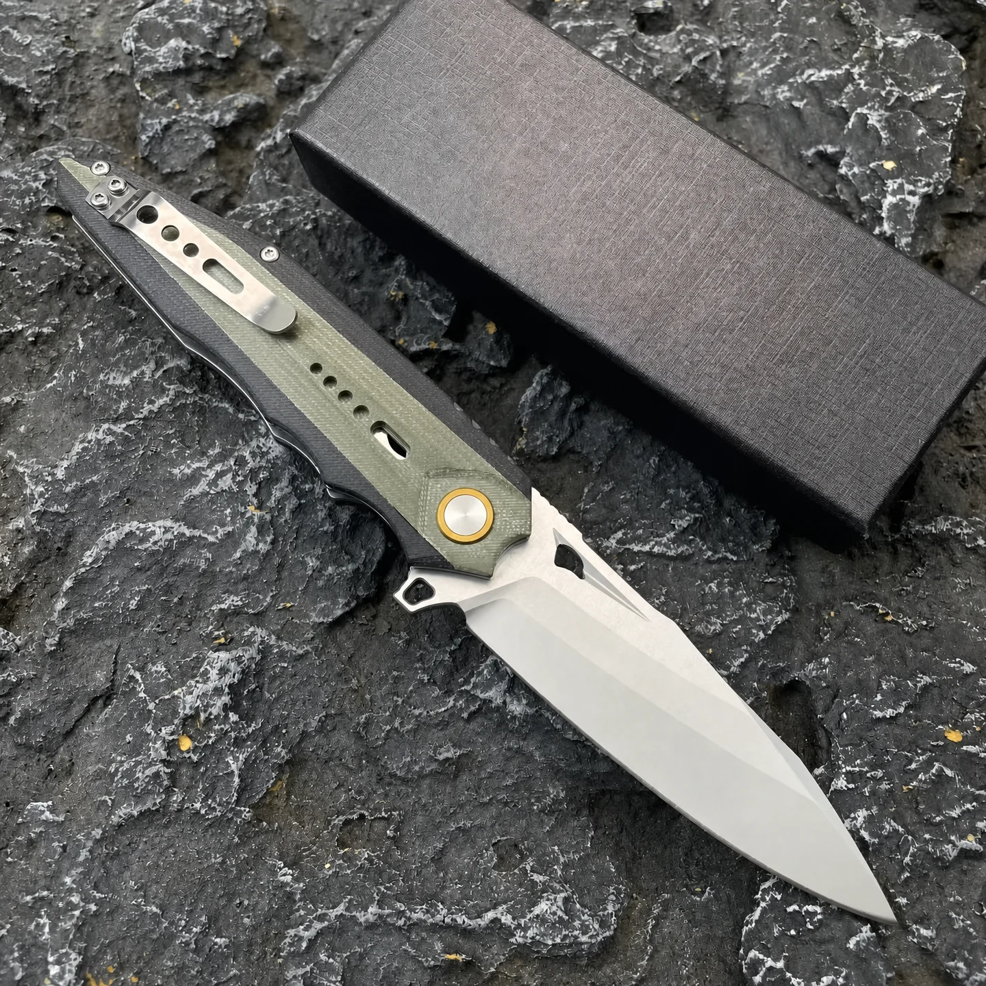 Heavy Duty Tactical Folding Knife D2 Steel G10 Handle Black Stonewash Outdoor Camping Survival EDC Pocket Knife - view 4