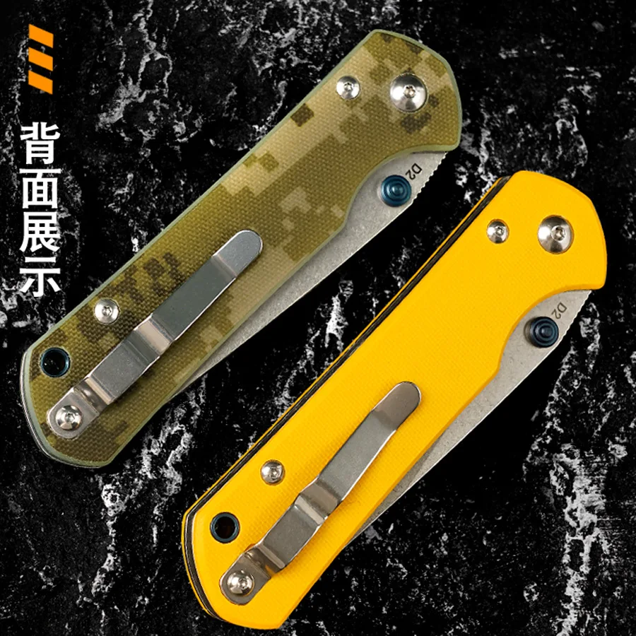 Portable Edc Folding Knife Sandstone Wash D2 Steel Blade With G10 Handle for Camping - view 4