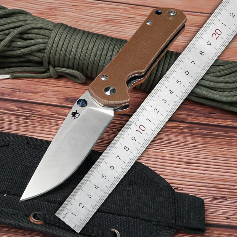 Portable Edc Folding Knife Sandstone Wash D2 Steel Blade With G10 Handle for Camping - view 6