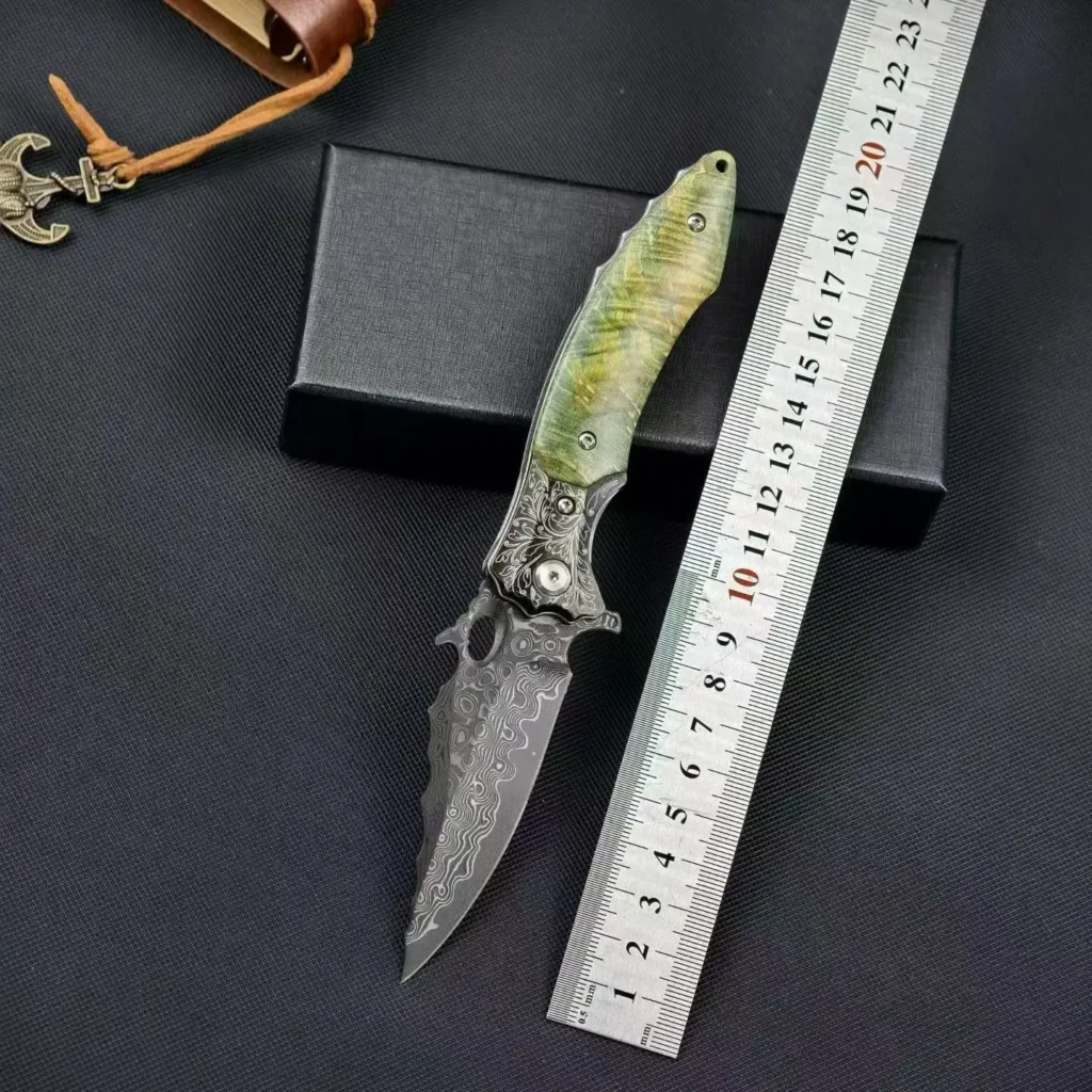 VG10 Damascus Steel Folding Knife Stabilized Wood Handle EDC Pocket Knife Collectible Outdoor Tool