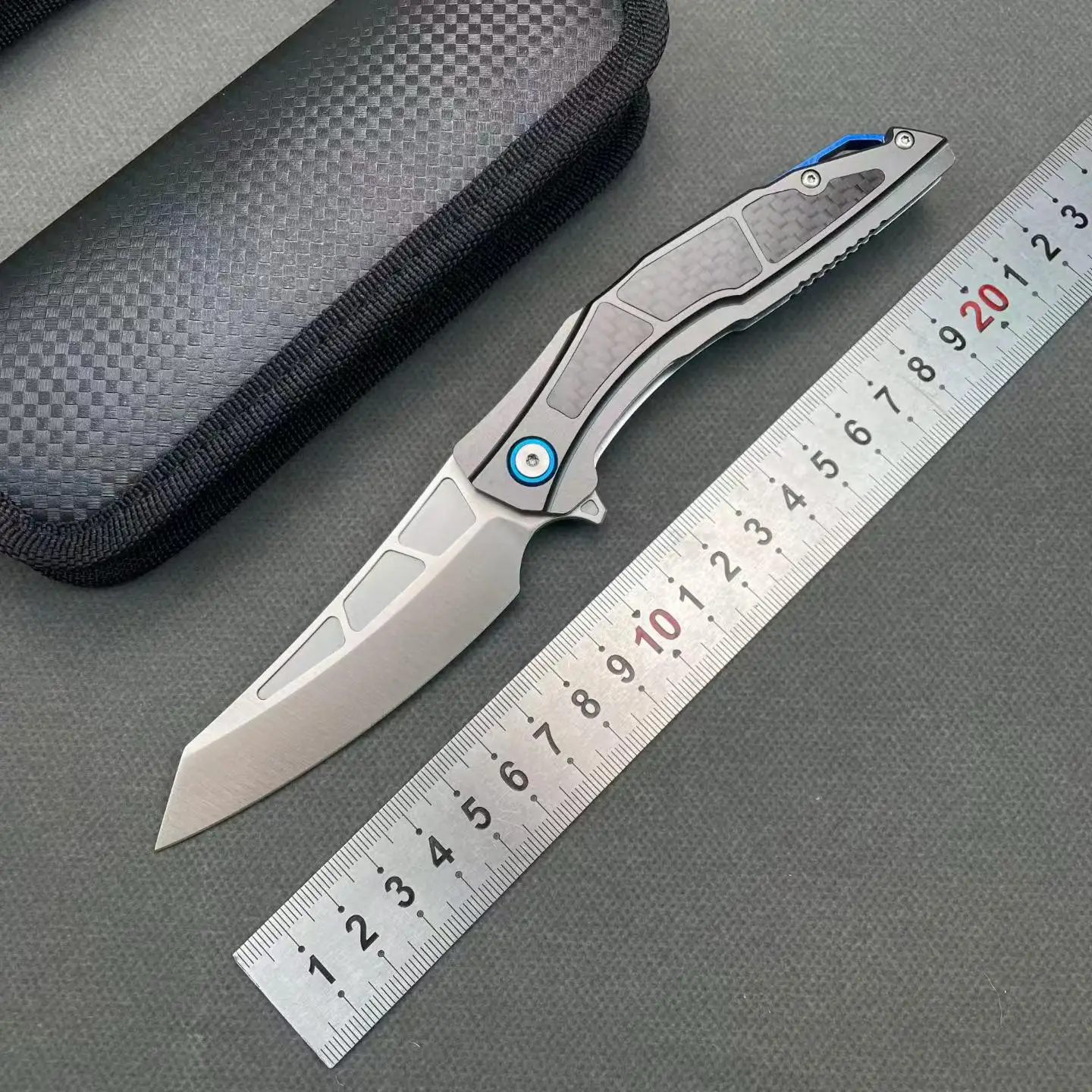 Carbon Fiber Handle Folding Knife 8Cr14 Steel EDC Tactical Outdoor Camping Survival Pocket Knife