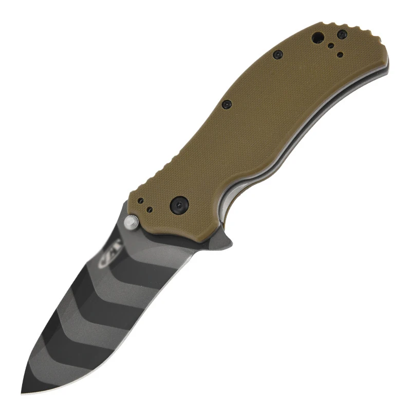 Portable Outdoor Camping Knife With High Hardness Titanium Coated D2 Stainless Steel Folding Knife G10 Handle - view 6