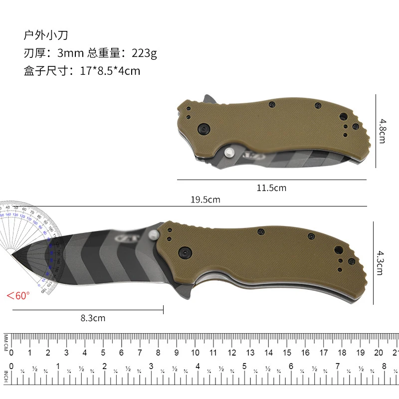Portable Outdoor Camping Knife With High Hardness Titanium Coated D2 Stainless Steel Folding Knife G10 Handle - view 4