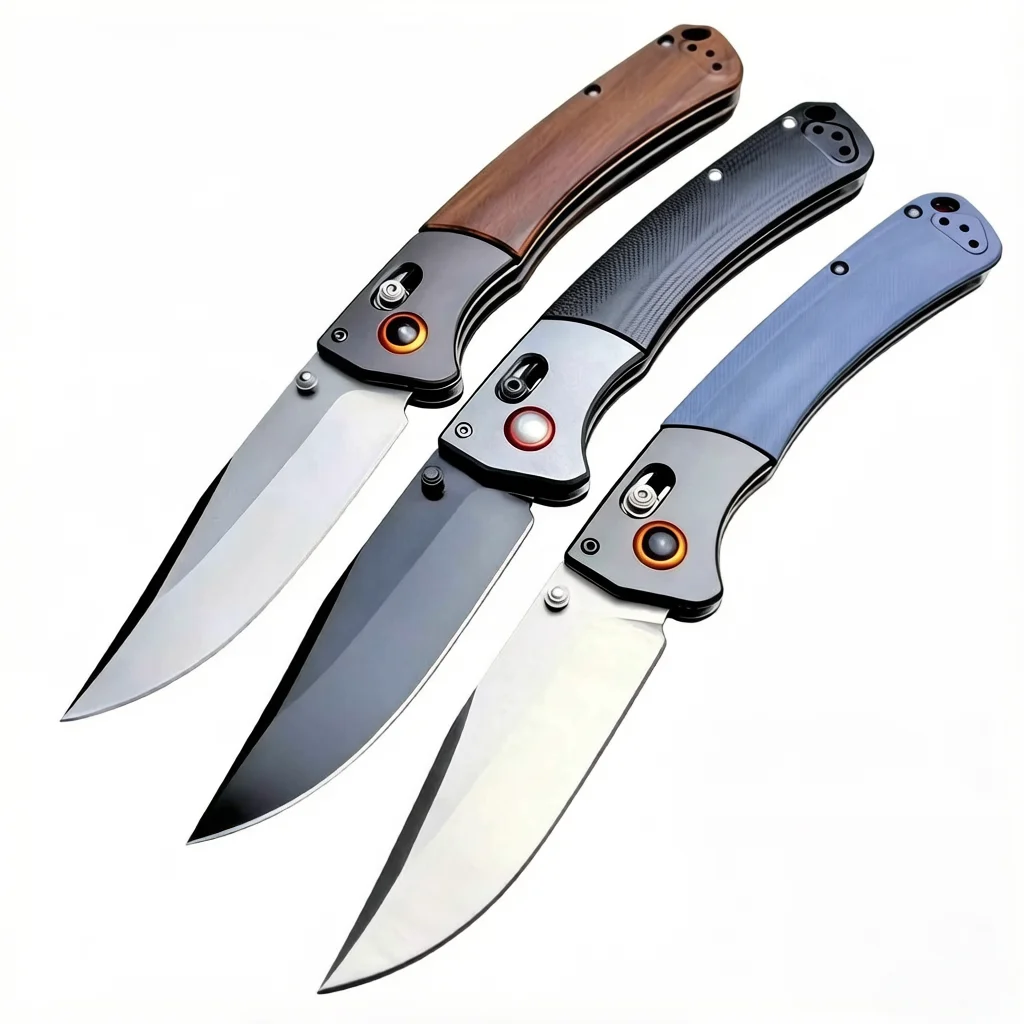 Wood Handle Folding Knife Crossbar Lock Outdoor