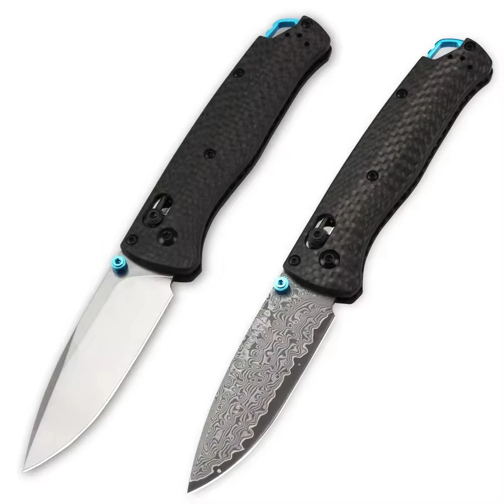 Damascus Steel Folding Knife Carbon Fiber Handle