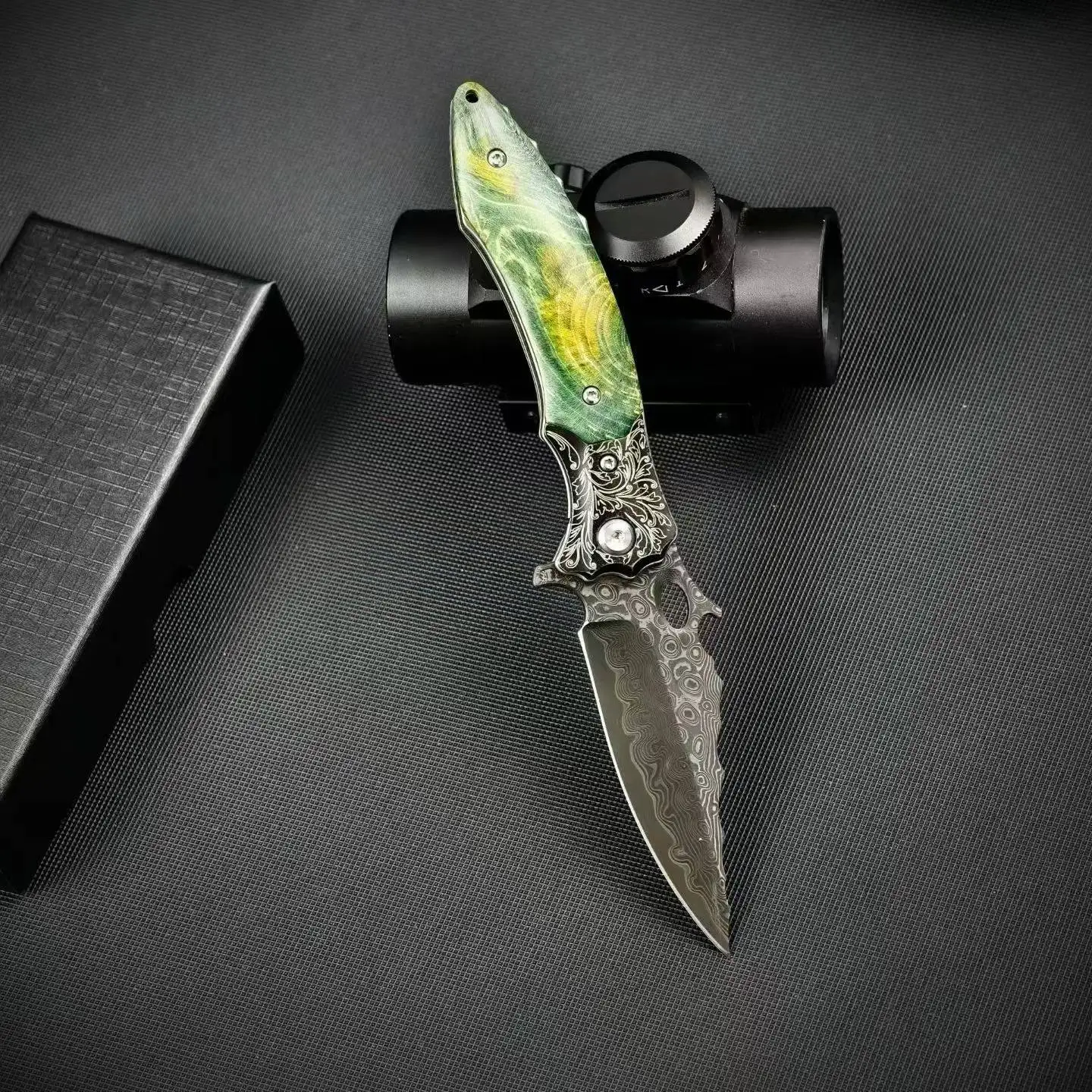 VG10 Damascus Steel Folding Knife Stabilized Wood Handle EDC Pocket Knife Collectible Outdoor Tool - view 2