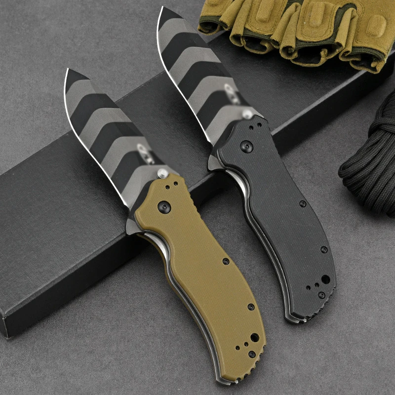Portable Outdoor Camping Knife With High Hardness Titanium Coated D2 Stainless Steel Folding Knife G10 Handle - view 2
