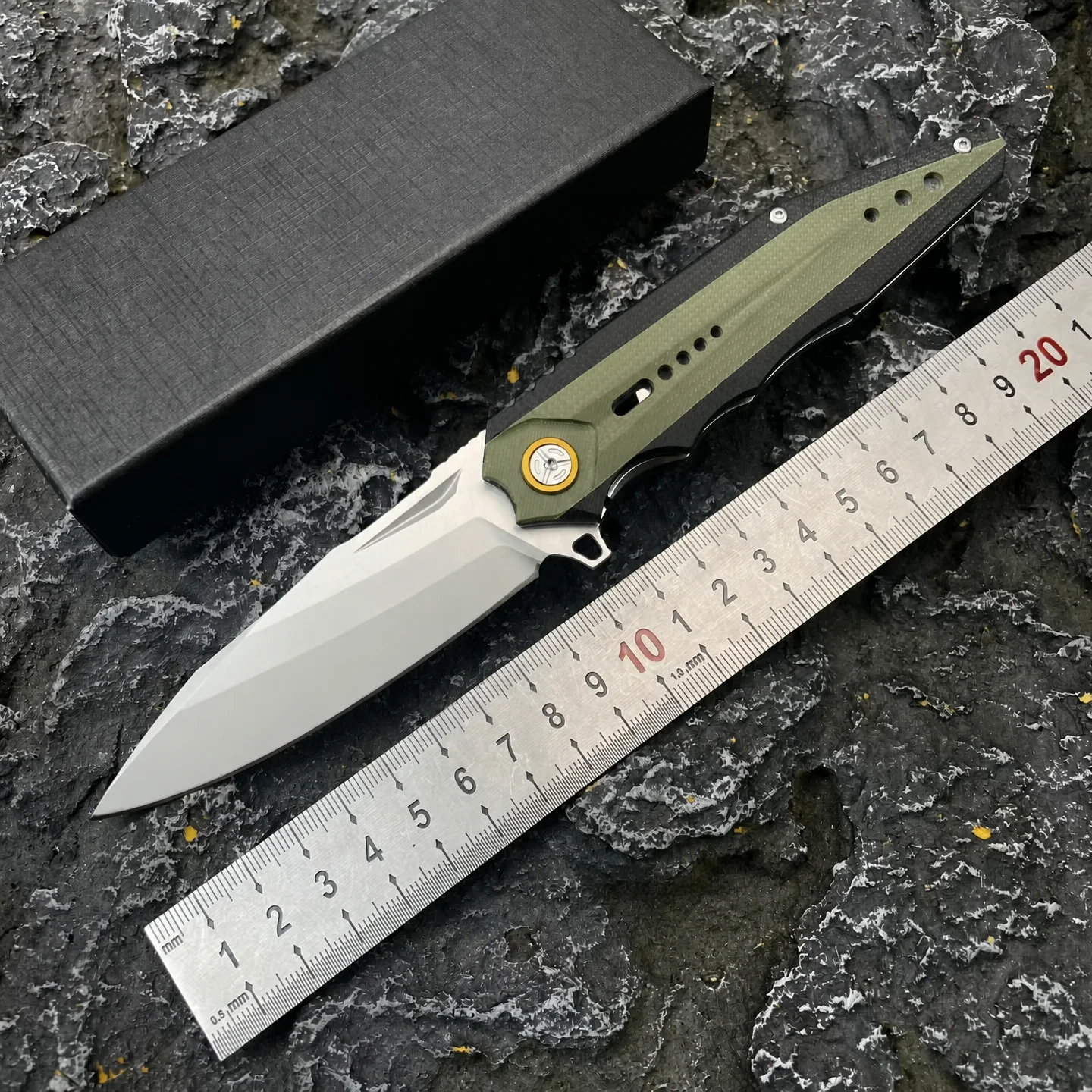 Heavy Duty Tactical Folding Knife D2 Steel G10 Handle Black Stonewash Outdoor Camping Survival EDC Pocket Knife - view 2