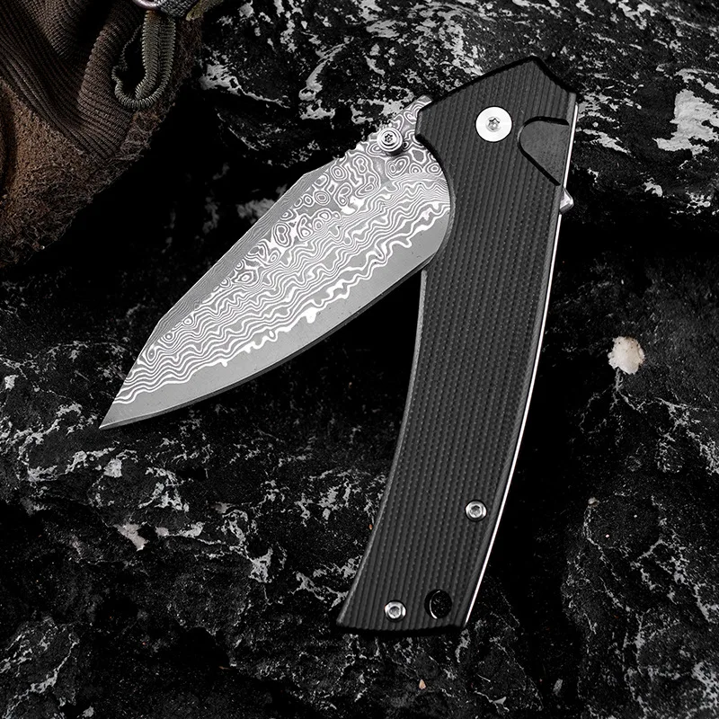 Outdoor Folding Knife D2 Steel Stonewashing Blade Folding Blade G10 Handle Camping Survival Pocket Knife Edc Cus - view 4