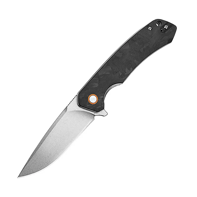 Edc D2 Steel Blade Pocket Folding Knife Black Carbon Fiber Handle Drop Point Design for Camping Survival Hiking - view 5