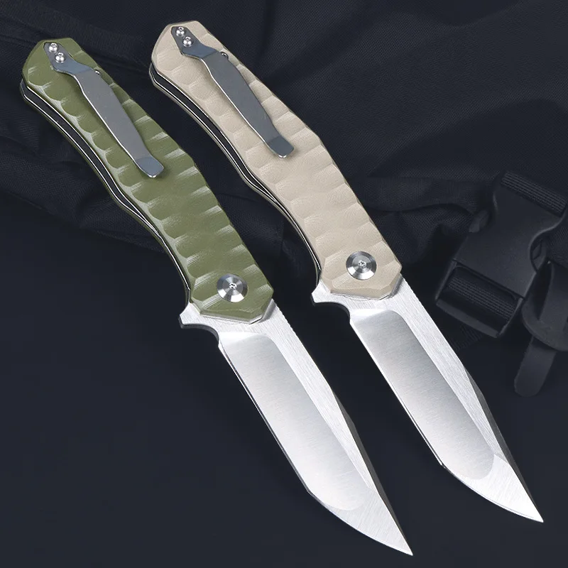 3.74-inch Edc Tactical Knife With D2 Blade G10 Handle Portable Outdoor Folding Tool Customizable Grade