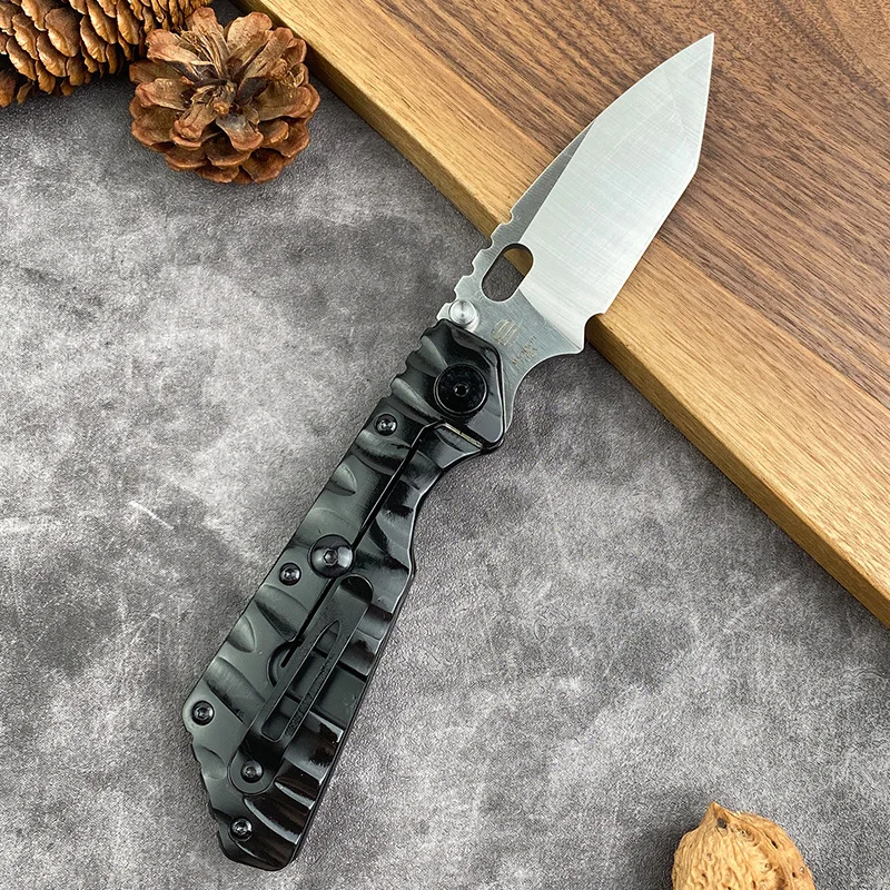 Outdoor Camping Edc D2 Steel Blade Pocket Knife Titanium Alloy Handle Survival Camping Portable Folding Knife Me - view 2