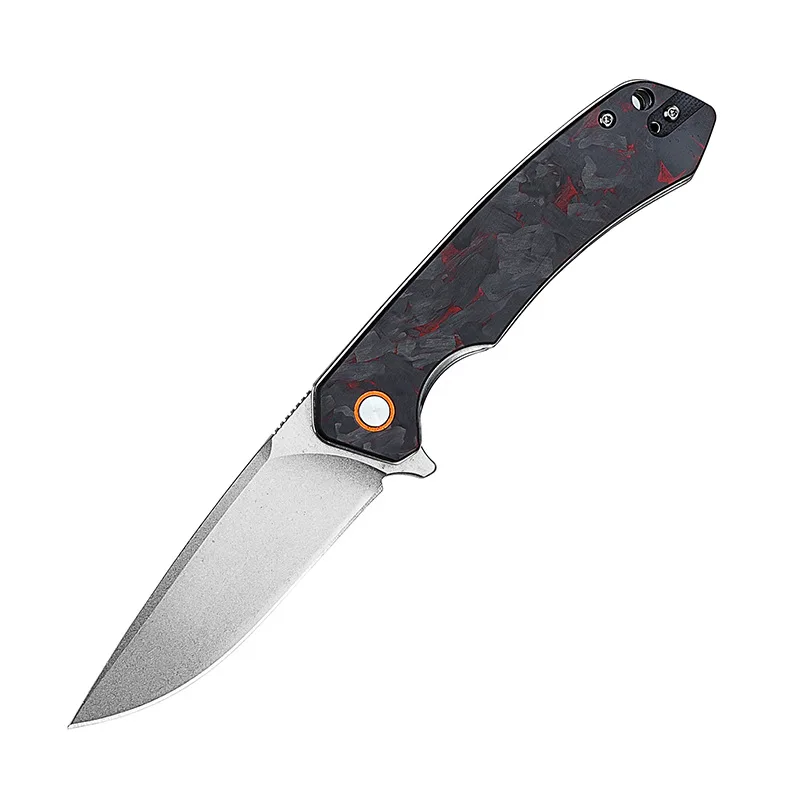 Edc D2 Steel Blade Pocket Folding Knife Black Carbon Fiber Handle Drop Point Design for Camping Survival Hiking - view 6