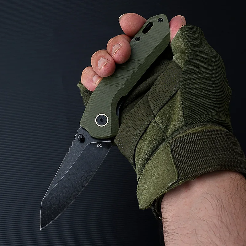 Customizable Edc D2 Steel Folding Pocket Knife With G10 Handle & Ball Bearings System for Outdoor Camping Surviv - view 3