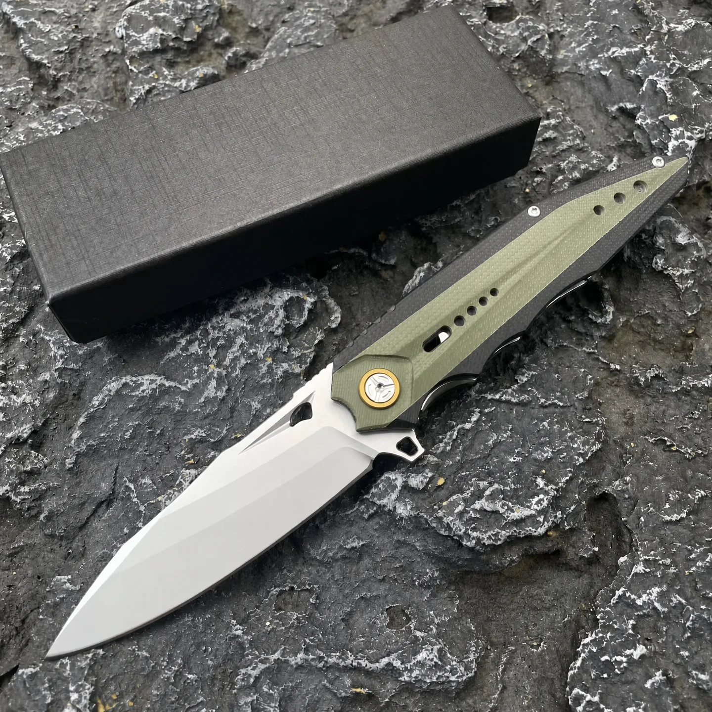 Heavy Duty Tactical Folding Knife D2 Steel G10 Handle Black Stonewash Outdoor Camping Survival EDC Pocket Knife - view 3