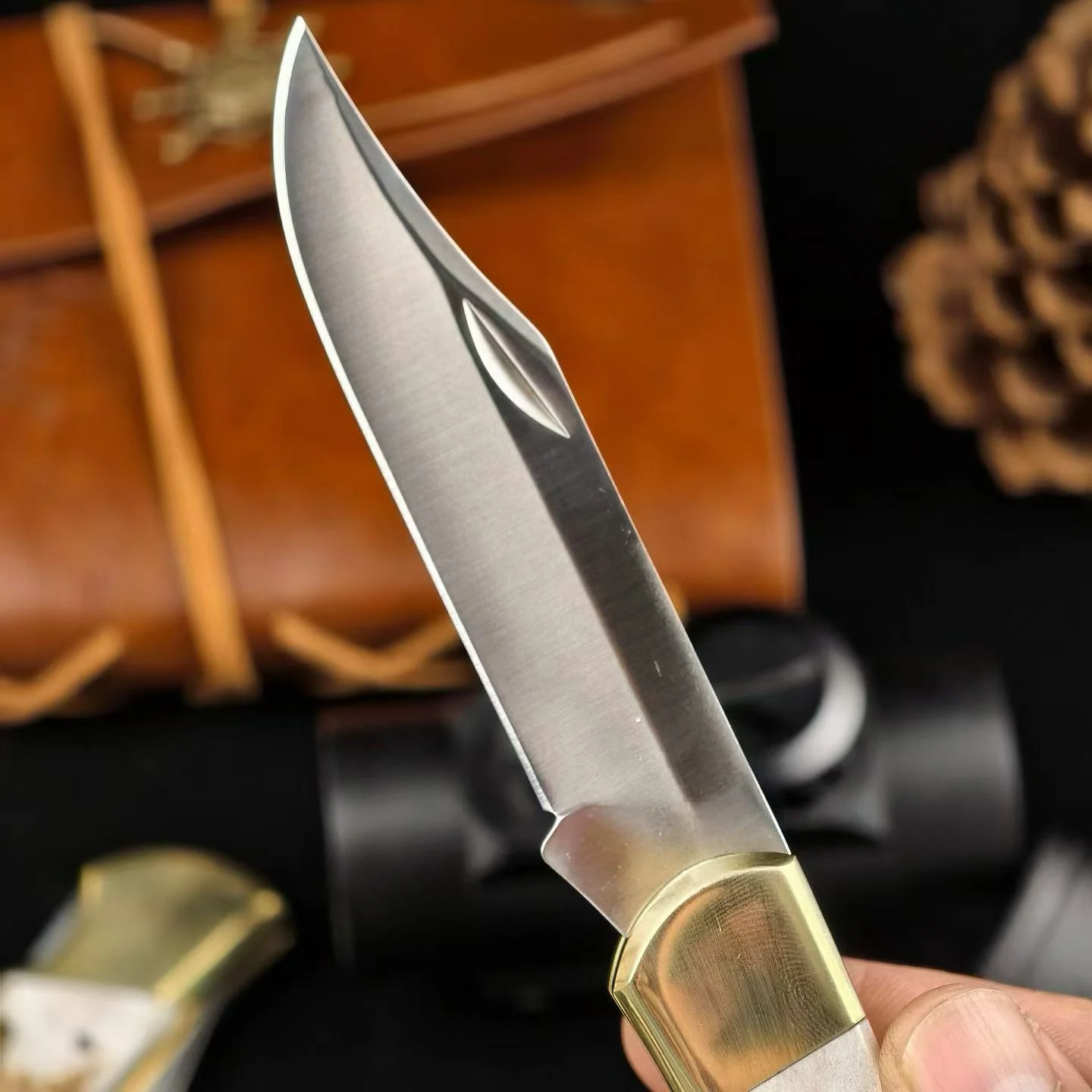 110 a Small Amount of Ready-made Outdoor Hunting Use EDC Collection 440C Deer Antler Handle Folding Knife - Image 2