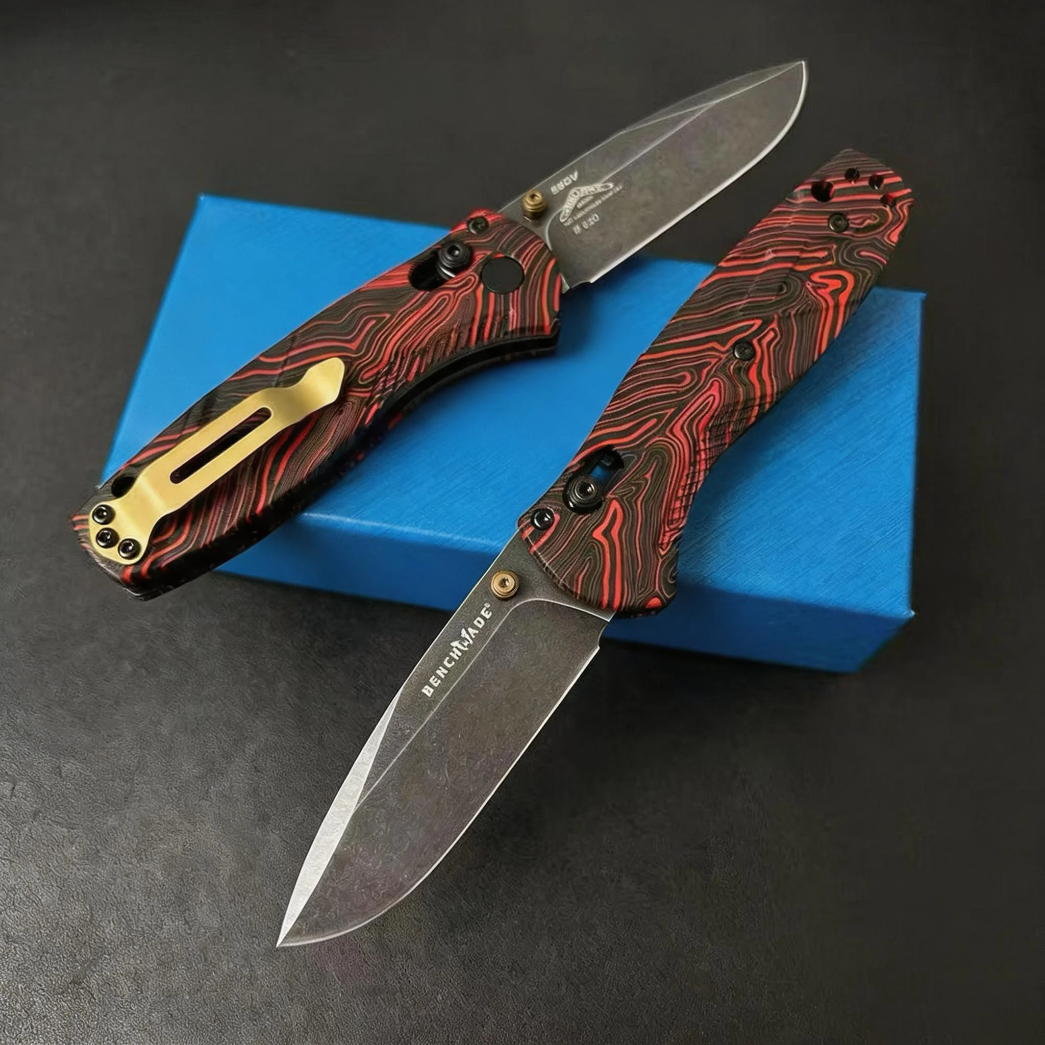 BM585 Top Level Outdoor Stainless Steel Folding Knife for Survival and Self-Defense with DIY Customization G10