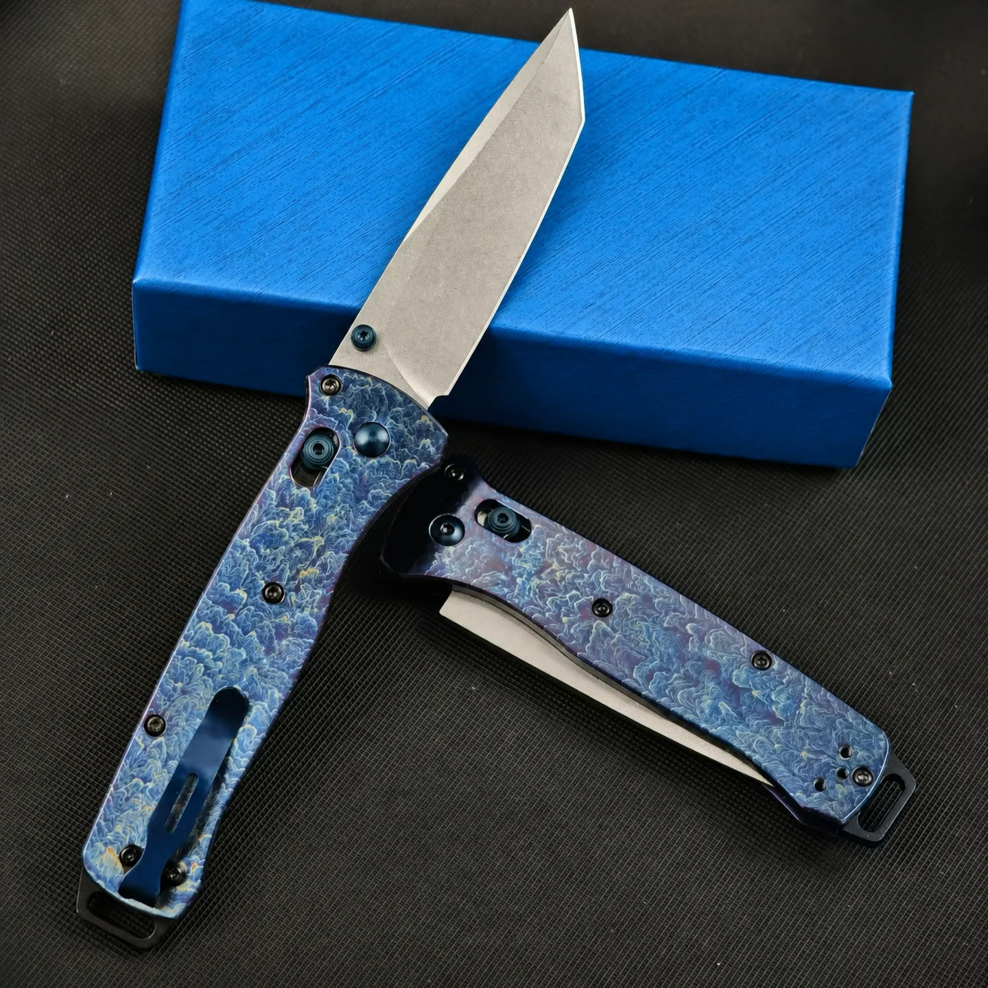 M390 Steel Titanium Handle Folding Knife Lightning Pattern EDC Lightweight Pocket Knife Outdoor Camping - view 2