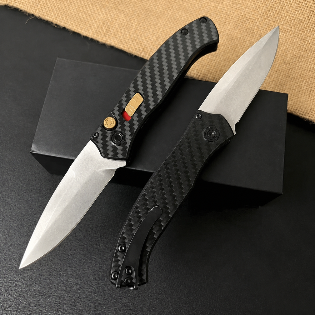 Folding Pocket Knife with Carbon Fiber Handle, CPM-S35VN Satin Finish Blade - Image 2