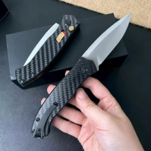 Folding Pocket Knife with Carbon Fiber Handle, CPM-S35VN Satin Finish Blade