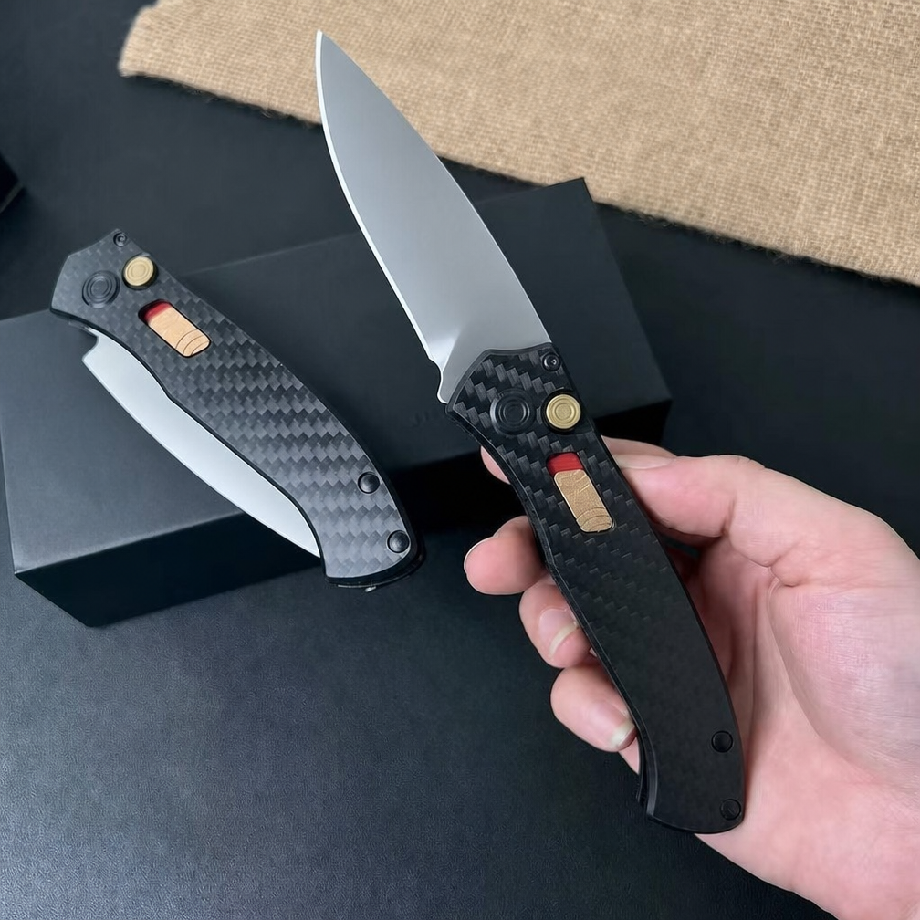Folding Pocket Knife with Carbon Fiber Handle, CPM-S35VN Satin Finish Blade - Image 3